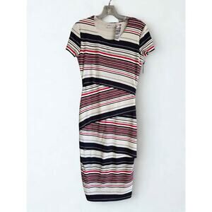 NWT Bailey/44 Striped Knit Bodycon Dress Women's Small S  Tiered Sheath